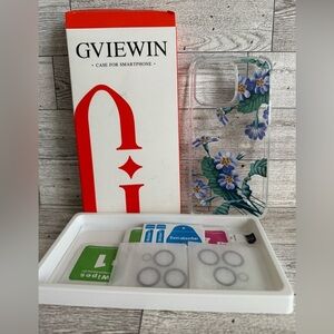 GVIEWIN IPhone 15 Pro Case Floral W/ Screen Protector and Camera Lens Protector